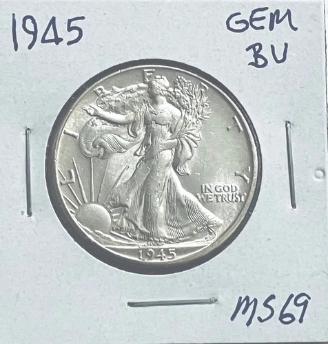 1945 Walking Liberty Half Dollar Bright White Gem Bu Perfect Obverse N Reverse