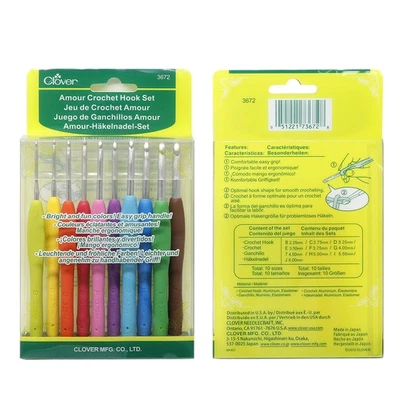 CLOVER Amour Crochet Hook Set ~ 10 Sizes ~ Comfort Grip Handles