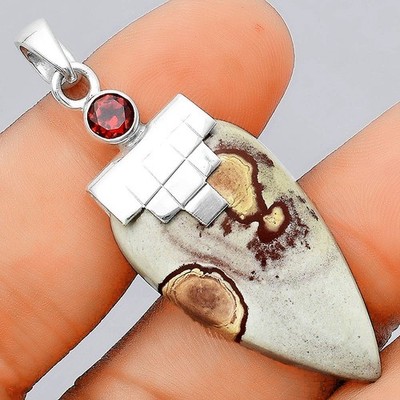 Natural Sonora Dendritic and Garnet 925 Sterling Silver Pendant Jewelry P-1653