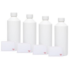 TEC 500ml HDPE Bottles White with Screw Tops UK Made 30% Recycled Plastic
