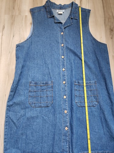 Vtg Alexandra Lee Midi Dress Jumper Womens Plus 24 Denim Button Up 80s 90s Y2K - Picture 8 of 10