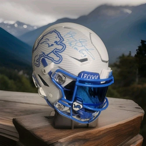 Barry Sanders Signed Detroit Lions Football Helmet Original Autographed