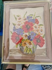 Gobelinbild Blumenstrauß in Vase mit Bilderrahmen 36 x 46 cm