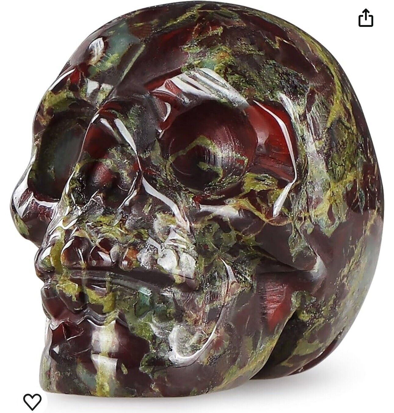 Artistone 2” Dragon Bloodstone Halloween Crystal Skull Decor Figurine Crystals