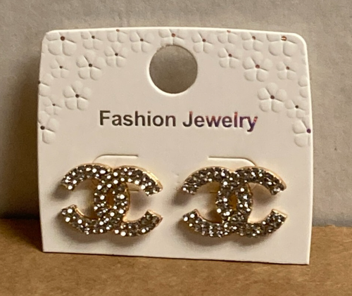 Neu Lucky Double Hufeisen Strass goldfarben Ohrstecker