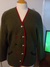 Geiger Boiled Wool Jacket - 2 Pockets - 40 Inch - Olive Green - Multi Trim