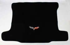NEW! Black Rear MAT 2005-2013 Corvette With Embroidered Flag Emblem Logo Deck