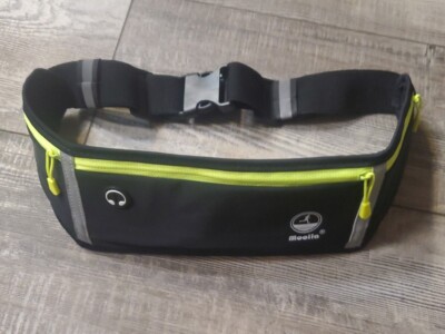New Moolla Black Yellow Trim Unisex Reflective Running Belt Bag