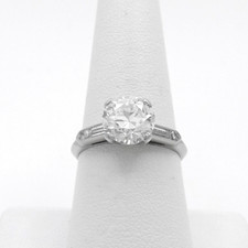 Platinum Natural Diamond Engagement Ring GIA Certified Knife Edge