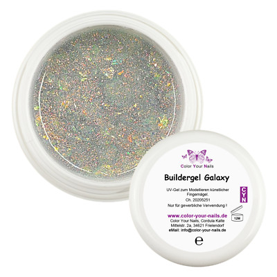 Buildergel Galaxy UV-Gel, Aufbaugel transparent mit FLAKES und Glitzer
