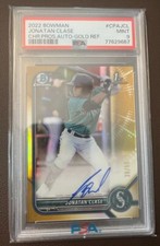 JONATAN CLASE 2022 1ST BOWMAN CHROME #CPA-JCL /50 GOLD REFRACTOR AUTO PSA 9