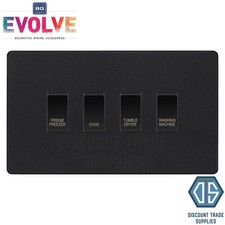 BG Evolve Matt Black Screwless Switches & Sockets Black Inserts Full Range