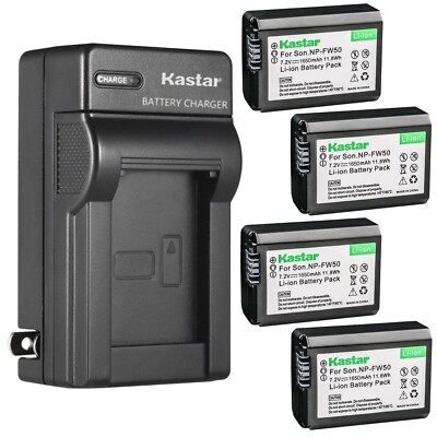 Wall Charger & 4 battery for Sony NEX-7 NEX-C3 NEX-C5 NEX-F3 ZV-E10