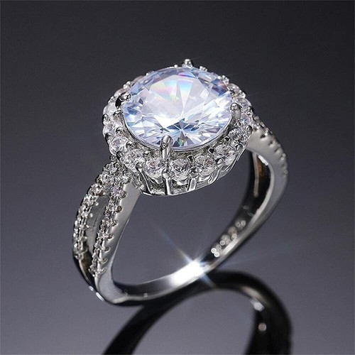 Versilberter Versprechen Band 2,6 kt CZ glänzender Halo Cluster Ring für Valentinstag Geschenke - Bild 2 von 8