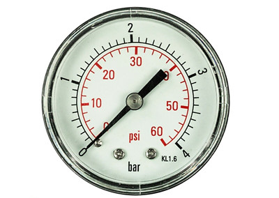 1/4'' NPT Air Compressor / Hydraulic Pressure Gauge 0-60 PSI 2'' Face Back Mount