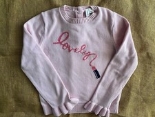 Janie and Jack Pre-Owned Long Sleeve Pink Combed Cotton Sweater Lipstick Lovely