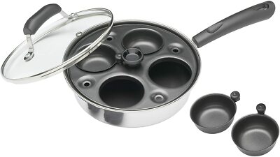 4 Eier Pochierer Pfanne Pochierter Eierkocher & Antihaft Bratpfanne Induktion Topf Eierbecher
