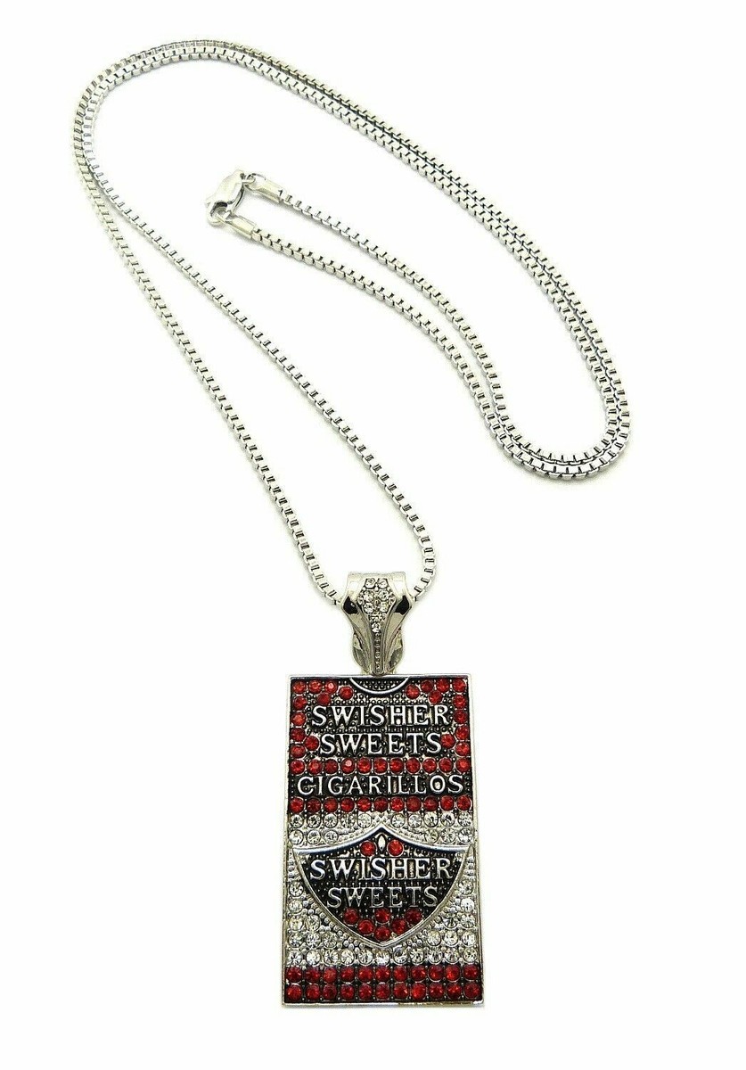 Men's Hip Hop Box Chain Necklace With Pendant - Silver Trendy Jewelry