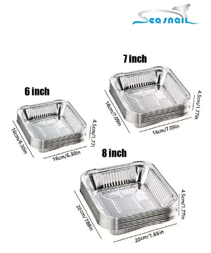 20Pcs Disposable Aluminum Foil Box Non-stick Air Fryer Tray Food Tin Foil - Picture 15 of 16