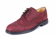 UK 7/41 Steptronic Burgundy Red Brogue Oily Leather Lace Gibson Shoes Sheepskin