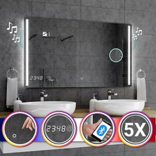 Miroir Salle De Bain Lumineux LED Paris INTERRUPTEUR HORLOGE BLUETOOTH F03