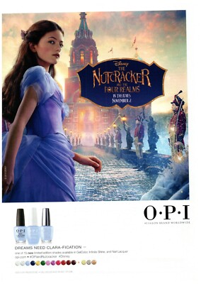 PRINT AD, 2018 OPI Nail Polish Disney Nutcracker Four Realms Mackenzie Foy Pinup