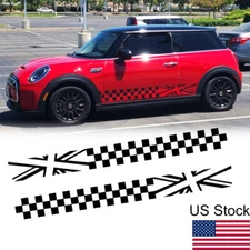 2x Black Lattice Flag Car Body Side Sticker Decal For MINI Cooper Countryman