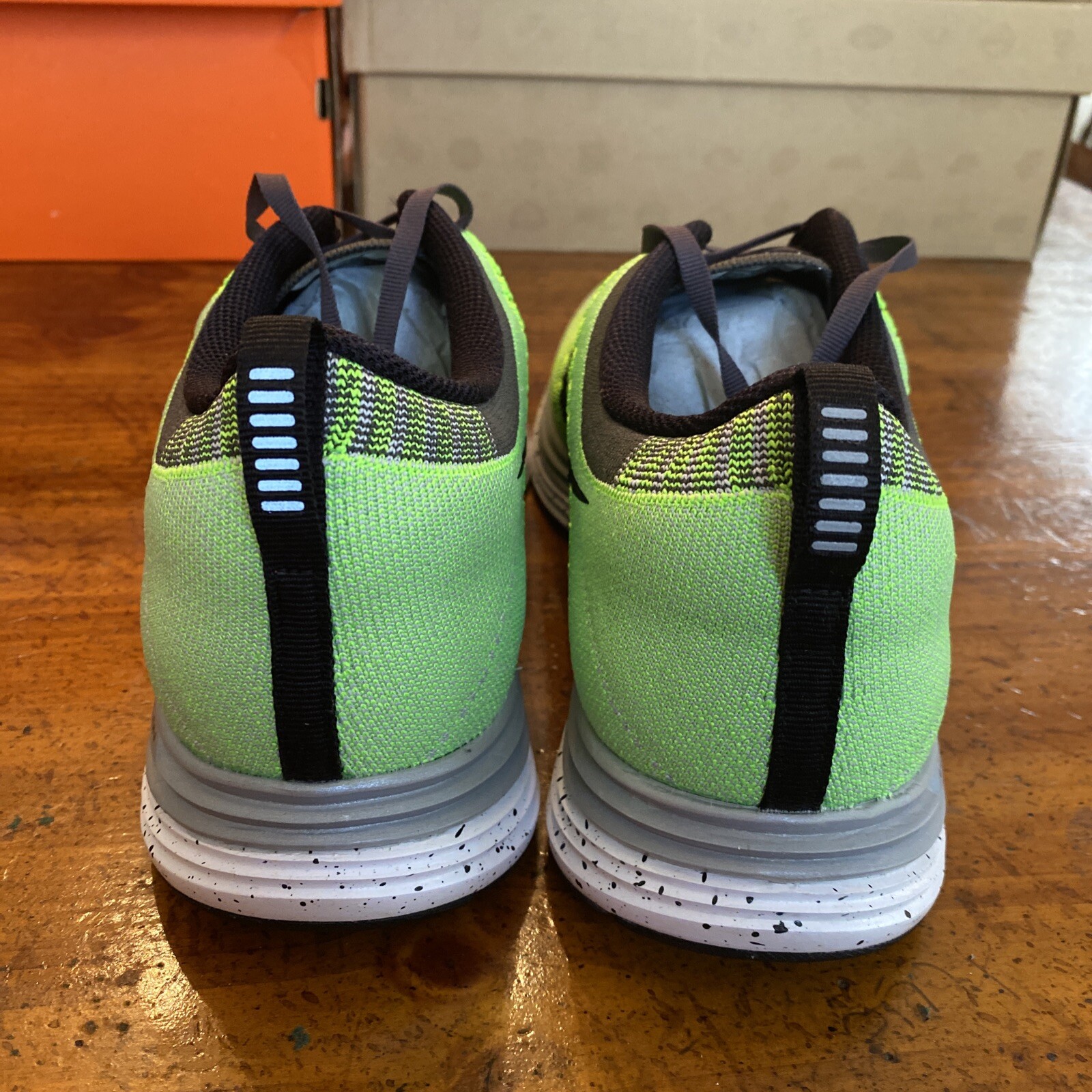 Sz 11.5 NEW Nike Flyknit Lunar 1 Electric Volt Black Air Max 90 97 95 Green Neon image 7