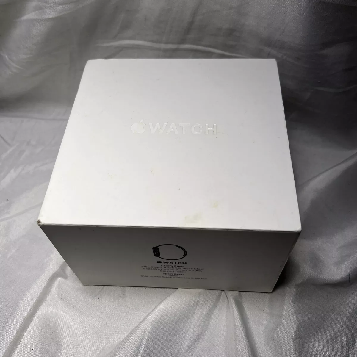 APPLE Watch 1 Original 42mm Black Sport Band Empty Box Square