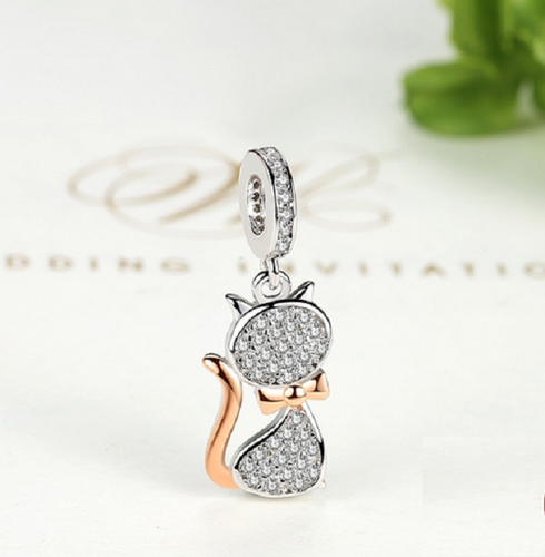 925 Sterling Silver Rose Gold Pet Cat 