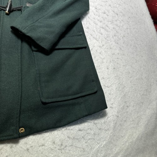 Sam Edelman Toggle Wool Coat Green Faux Fur Hooded Mid Length Womens Size Medium - Picture 11 of 16