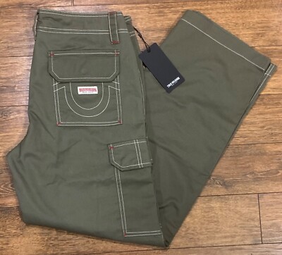 True Religion Women's Big T Military Cargo Pants Kalamata Olive sz