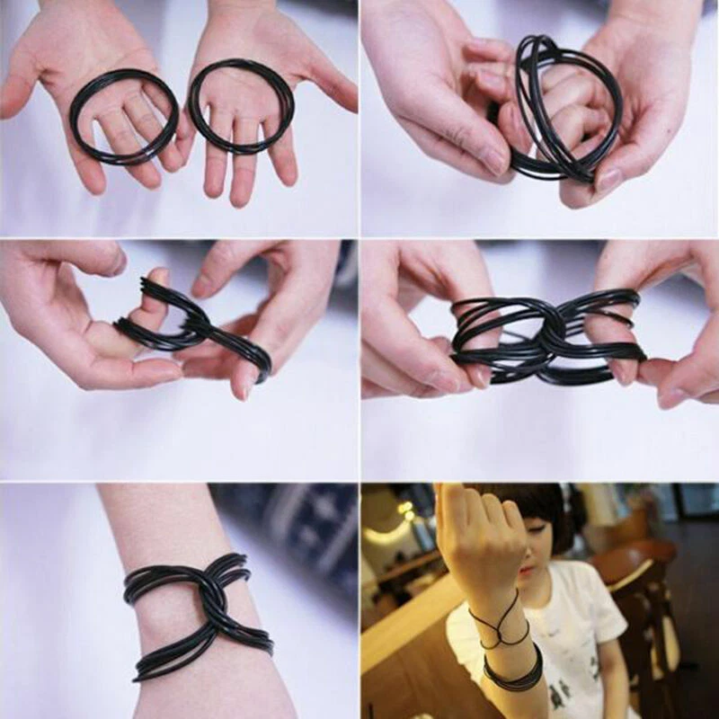 10Pcs Gummies Shag Bands Bracelets Gummy Wristbands Jelly Black