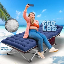 Outdoor Portable Folding Bed Cot Military Hiking Camping Sleeping Bed w/Mattress