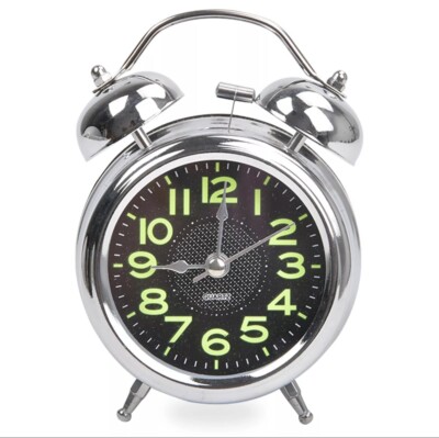Super laute Uhr Doppelglocke laut Retro mechanisch Nachttisch mit Nachtlicht NEU