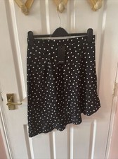BNWT NASTY GAL Black Heart Print Ruffle Midi Skirt, Size 14