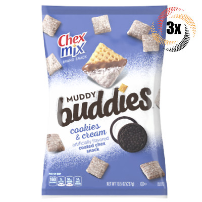 3x Bags Chex Mix Muddy Buddies Cookies & Cream Coated Snack Mix | 4.5oz