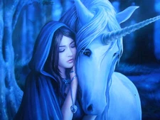 Anne Stokes Fantasy Unicorn print 'Solace' UNFRAMED