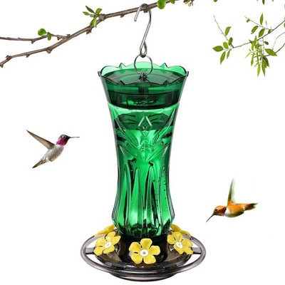 Charming Green 18 OZ Hummingbird Feeder with 6 Feeding Ports & Built-in Ant Moat