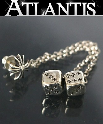 CHROME HEARTS Plus Chain Double Dice Earrings Men's Silver SV925