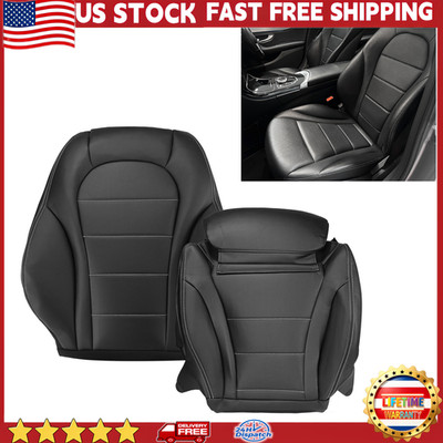 For 2015 to 2021 Mercedes Benz C-Class C300 Driver Top Bottom Seat Cover BLACK