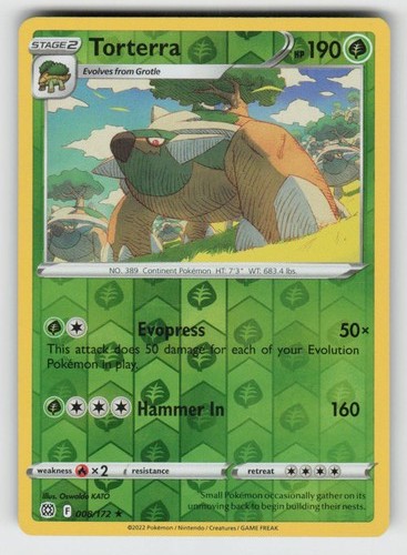 Reverse Holo Torterra 008/172 Rare Brilliant Stars Near Mint