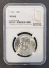 1964 50C KENNEDY HALF DOLLAR NGC STANDARD BROWN LABEL GRADED MS66 !! K-004