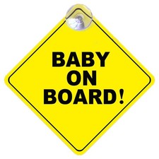 BABY ON BOARD Safety Car Window Sticker Yellow Reflective Warning Sign