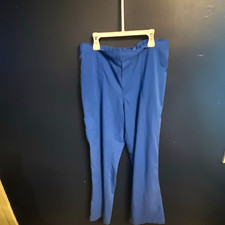 Blue Solid Unisex Medical Scrub Pants Polyester Elastic Waist Size S
