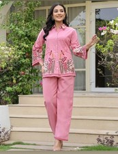Pakistani Ethnic Embroidery Kurti Set Indian Bollywood Designer Kurta Pant Set