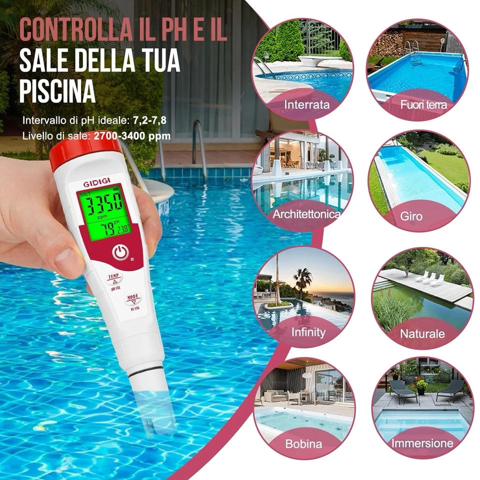 Mesureur Professionnel PH Numérique Affichage PHMÈTRE Pour Eau Salée TDS EC PPM - Photo 3/4