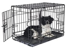 Foldable 2-Door 22 Wire Dog Crate with Divider and Leak-Proof Tray