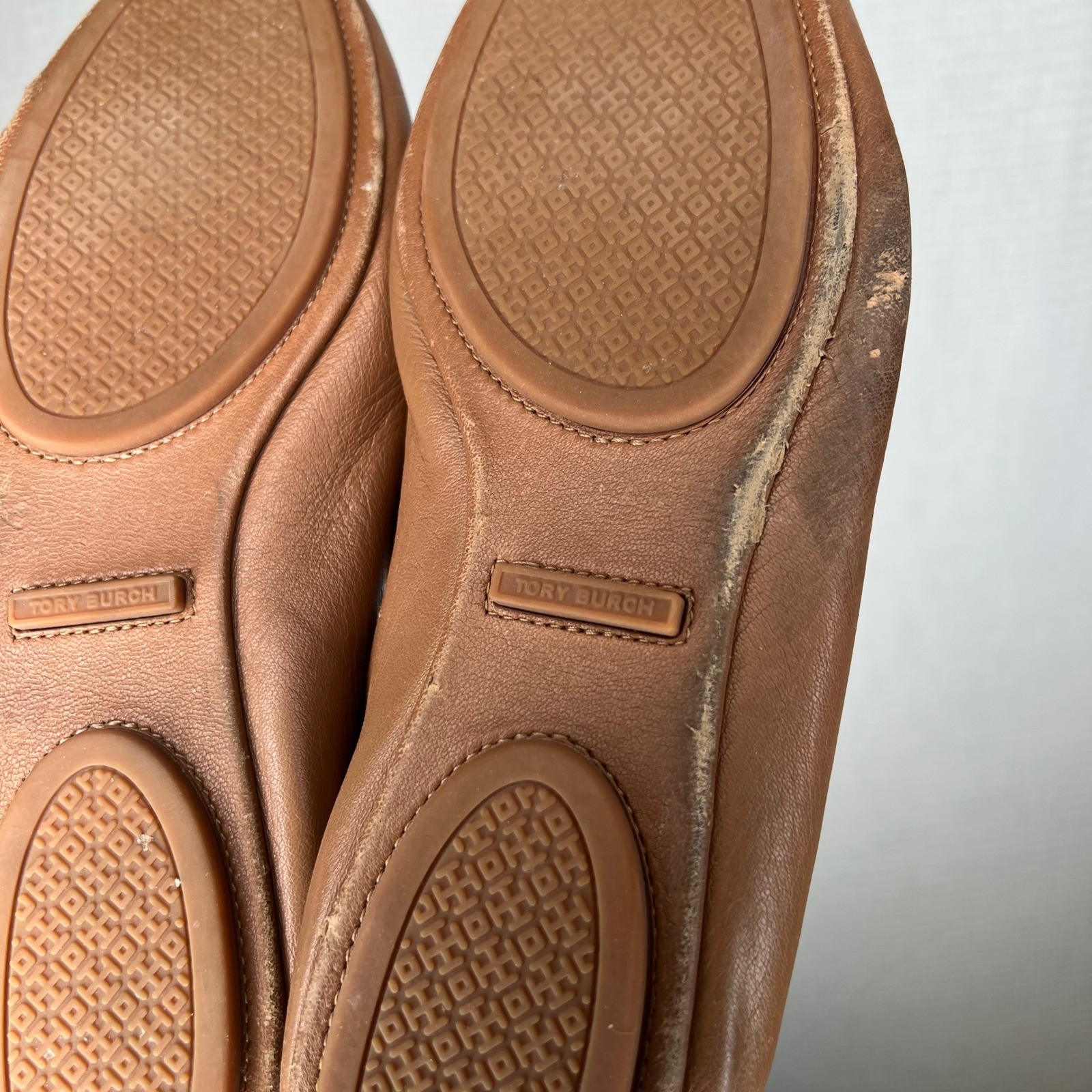 Tory Burch Minnie Travel Ballet Flats Brown Leather Gold Logo Women US 8.5 thumbnail 5