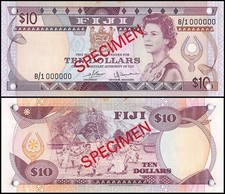 Fiji 10 Dollars, 1980 ND, P-79s2, UNC Specimen